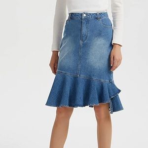 casual denim stretch skirt